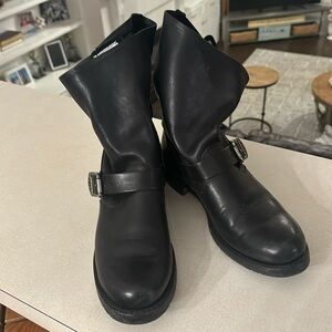 Frye Black leather mid calf boots